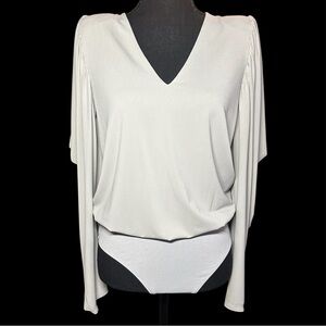 Express bodysuit grey long sleeve blouse